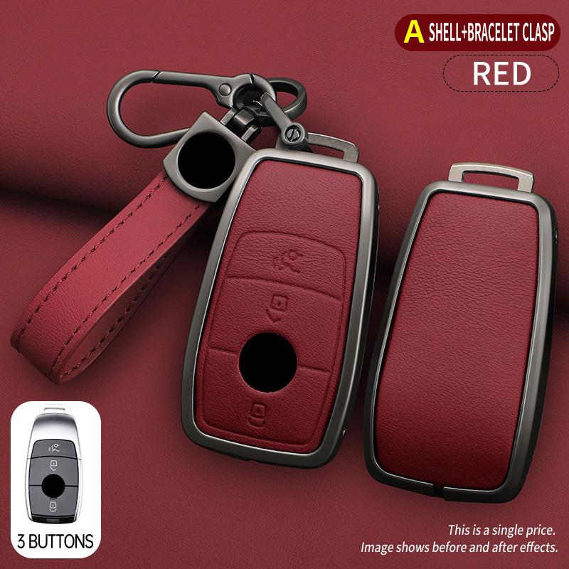 3 Button Zinc Alloy Leather Car Key Key Case for Mercedes-Benz AMG A C E S G Class GLC CLE CLA GLB GLS W177 W205 W213 Key Case BE1