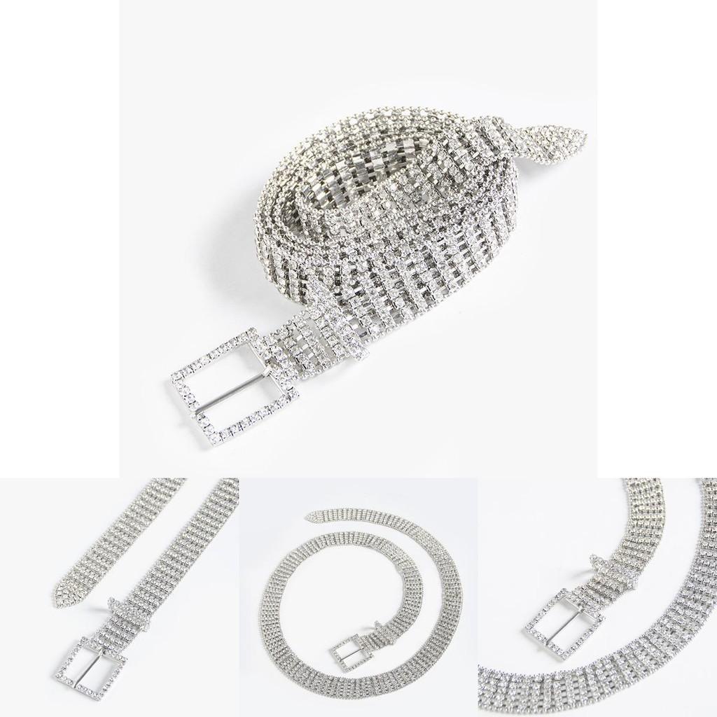 Luxury Silver Water Drilled Waist Chain For Women Chic Fashion Accessory