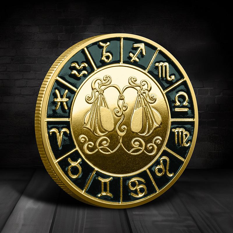 Zodiac Commemorative Medal, Constellation Coins, European and American Coins, Constellation Commemorative Coins, Lucky Coins, Zodiac Collection