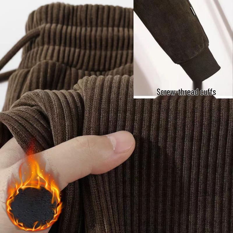 Heavyweight Gray Chenille Wide-Leg Casual Pants for Men and Women