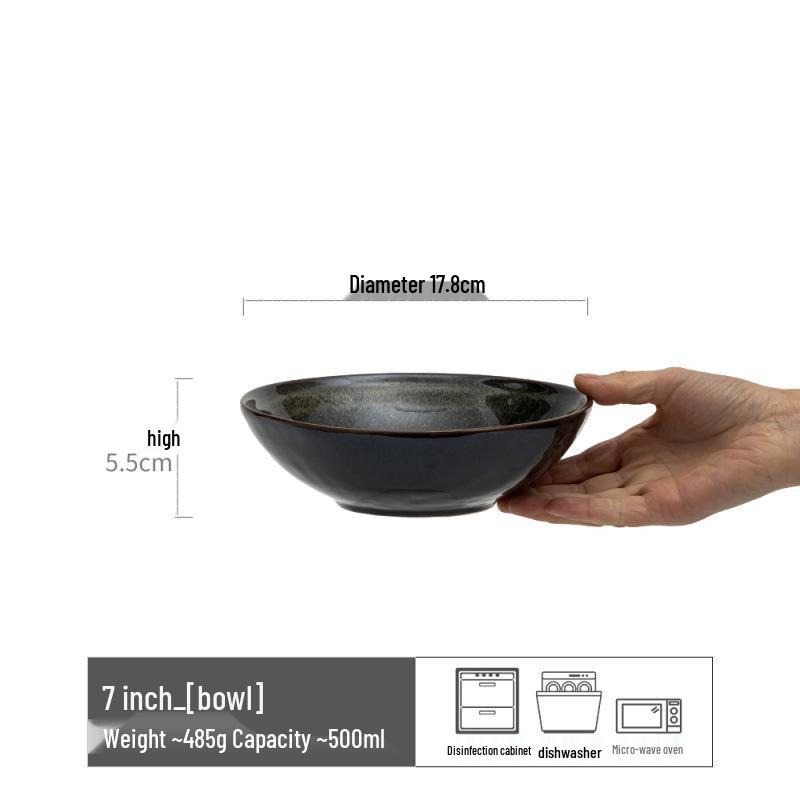 Retro Ceramic Large Bowls for Soup & Vegetables - Practical Tableware for Single Serving