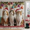 Christmas Shower Curtain, Bathroom Decorative Cartoon Cat And Dog Christmas Shower Curtain, Waterproof Shower Curtain With Hooks