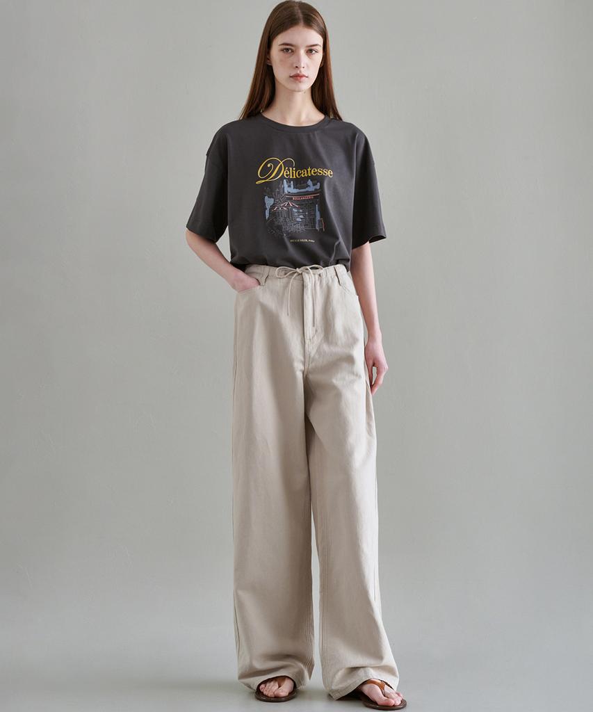 MALOUPE 9160 Linen Wide Pants (Beige)