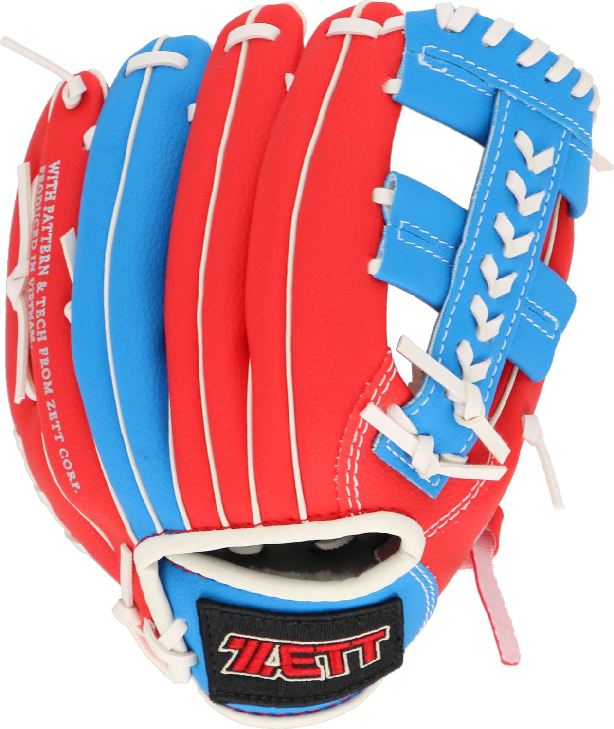 

ZETT Catch Ball with Shock Absorbing toddlers and early elementary school Red x Ocean Blue Glove, Beginner s, Pads, 9-inch (for students),