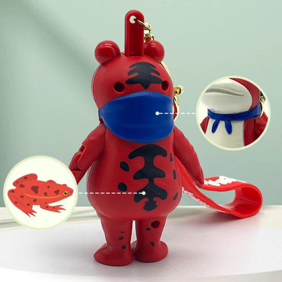 Frog Keychain Saluting Button Link Hands Realistic Texture Blue Scarf Frog Key Chain Mini Portable Lobster Clasp Backpack Pendant
