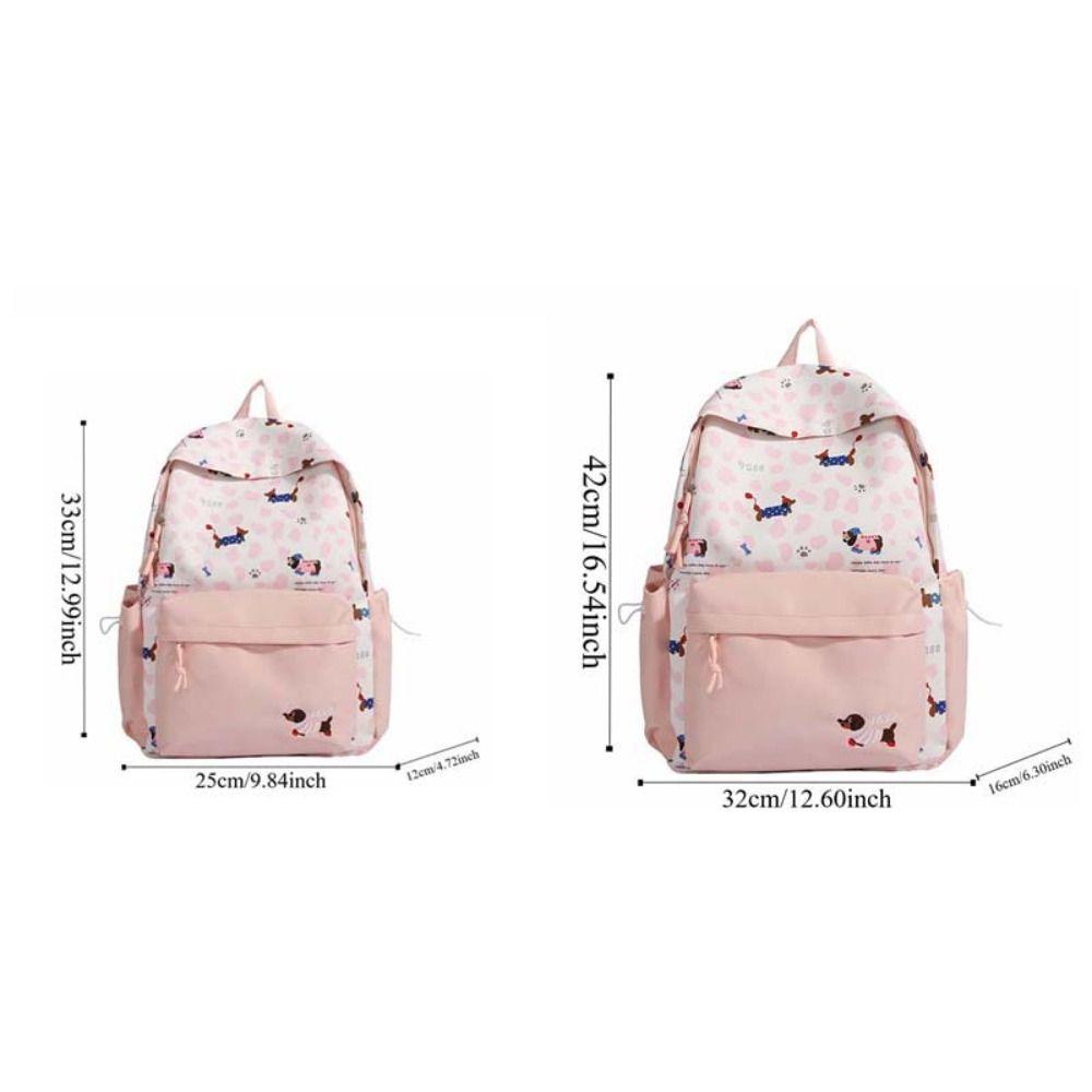 Lässige Schultasche für Studenten Kontrastfarbe Große Kapazität Rucksack Nylon Dackel Rucksack Sport