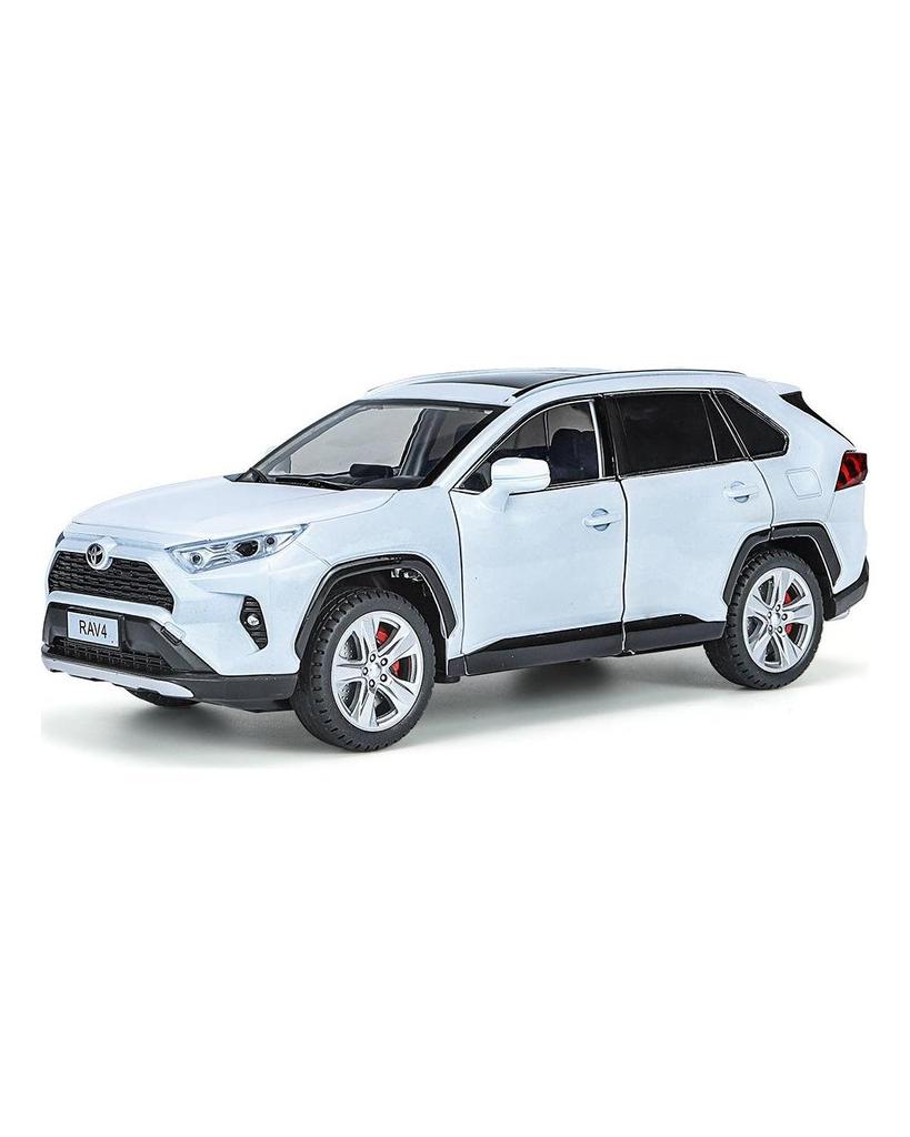 Model auta v měřítku 1/24 Toyota RAV 4 litý tlakový odlitek zpět s ovládáním klíče od auta Zvukové světlo Model Měřítko Auta Děti Kluci Hračky Dárky