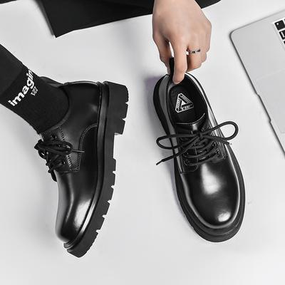 Pánské luxusní Harajuku korejský styl streetwear ležérní silná platforma kožené svatební boty pánské business módní společenské kožené boty