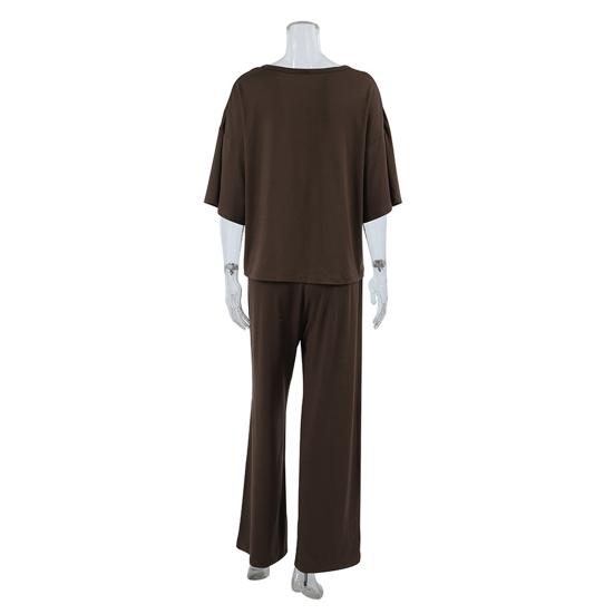 Damskie Zestawy 2-częściowe Casualowy Pulower z Krótkim Rękawem Luźna Góra i Spodnie z Szerokimi Nogawkami Zestaw Letni Dres Lounge