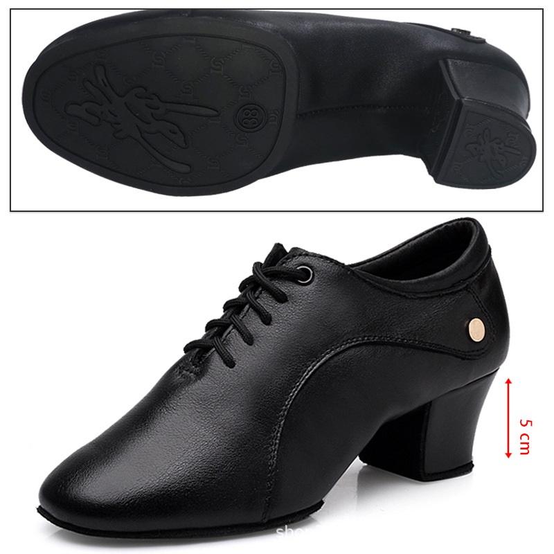 LEATHER Latin Dance Shoes Female Teacher Sports Shoes Practice Ballroom Dancing Shoes Square Cowhide Sneakers Women Shoes
