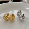 Korean Style Simple Earring Copper Minimalist Hoop Earring Retro Rhinestone Ear Buckles  Gift