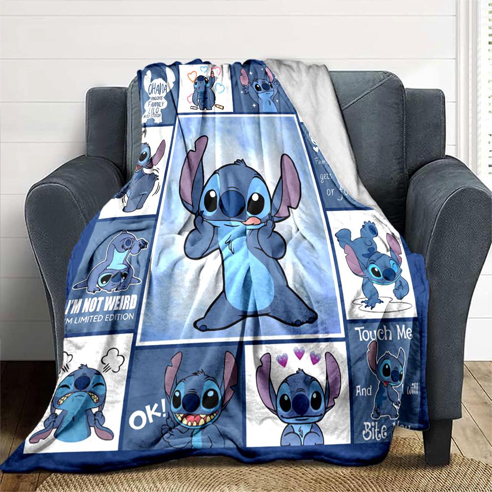 Lilo Stitch Collage Flannel Blanket Super Soft Warm Cozy Blanket For Sofa Bed Office Travel Allseason Home Decor Gift