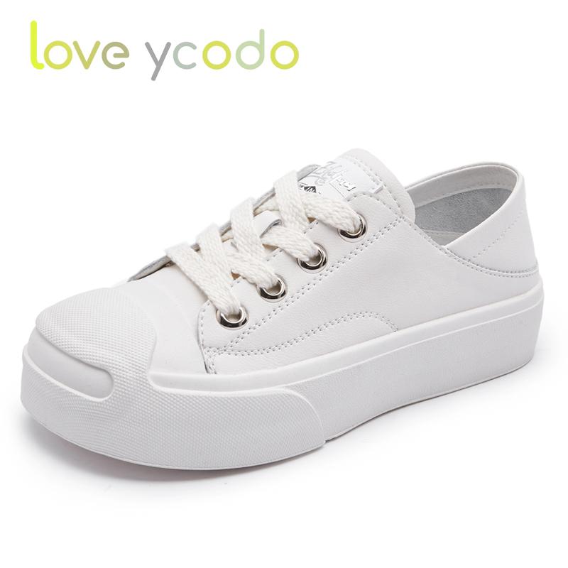 Vår och höst Flickor Studenter och Kvinnor Naturläder Tofflor och Low Top Casual Shoes