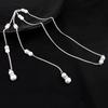 Beach Vacation Style Sexy Necklace with Diamond Body Chain Pearl Pendant Tassel Back Chain Dress Accessories