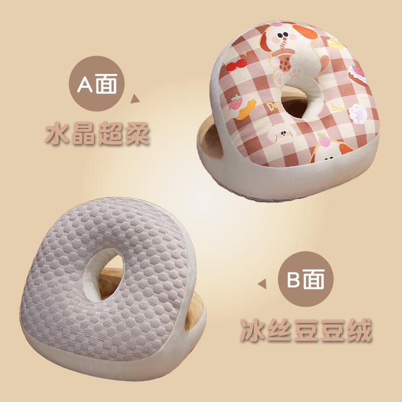 Cute Cat Nap Pillow Ice Silk Plush Throw Pillow Cuddle Cat Office Table Nap Artifact Waist Backrest Female