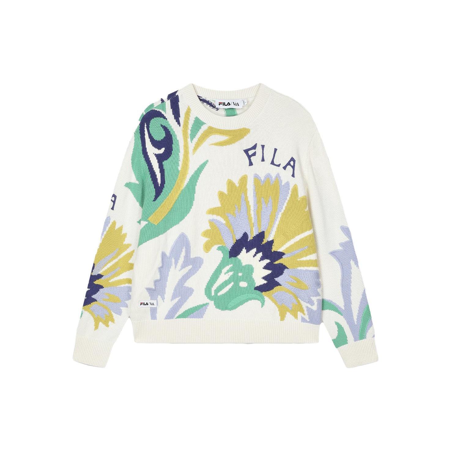 

New FILA x V&A BOWUGUAN LIANMINGKUAN Long Sleeved Sweater Women s All Over Print F11W418402F-ZA XL