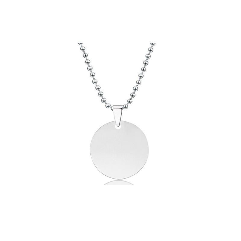 Stainless Steel Round Bead Chain Necklace with Blank Laser UV Color Printing for Custom Engraving