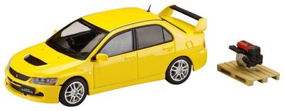 HJ64 Mitsubishi Lancer Evolution 9 GSR with Engine Display Yellow Finished Product 1/64 Model, Solid,