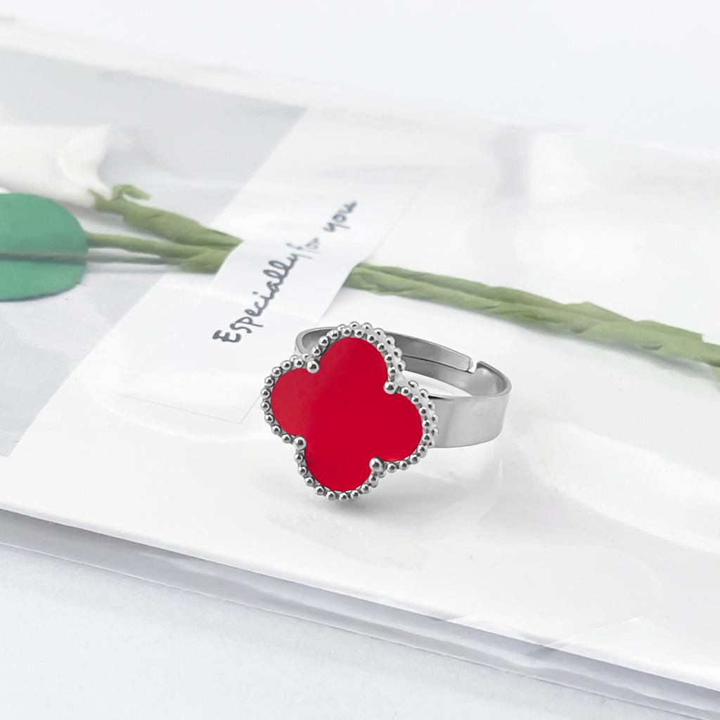 New 15mm Large Fashion Clover Ring Adjustable Opening Ring Simple Personalized Ring