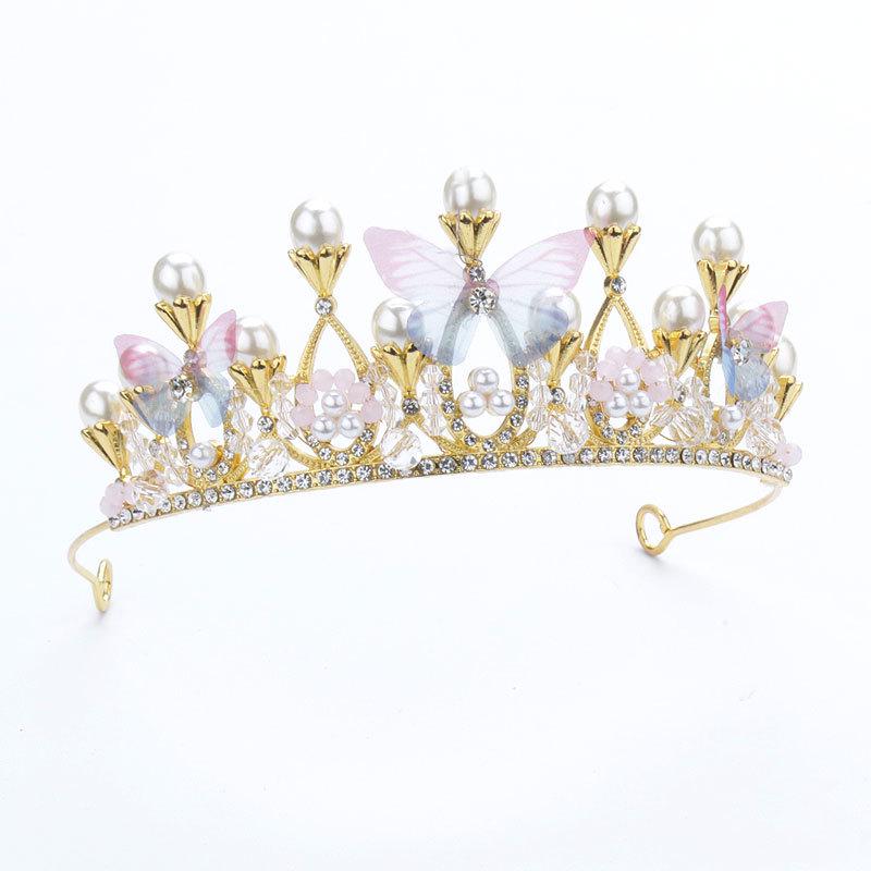 Alloy Butterfly Pearl Rhinestone Headband - Festival Costume for Kids