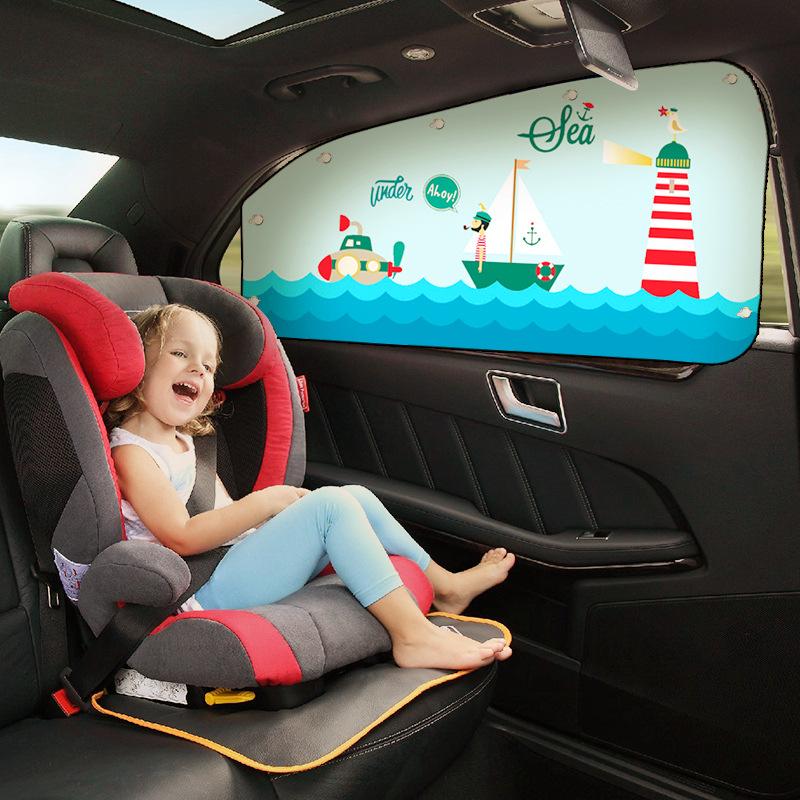 Korean Style Cartoon Car Window Sunshade Curtains with Suction Cups