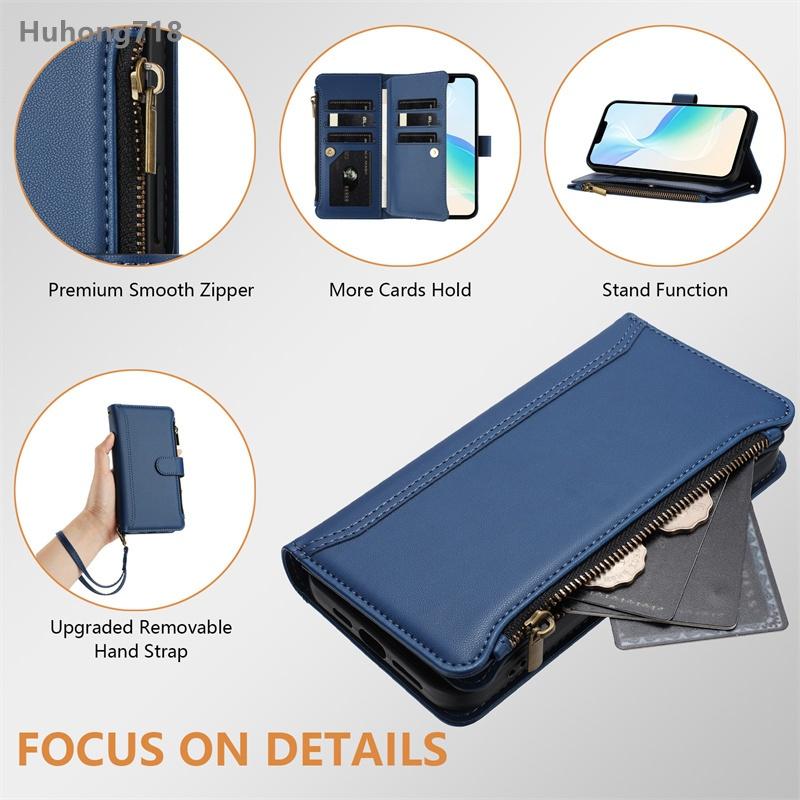 Zipper Leather Case For Huawei Nova 3E 4E 5T 7i 8i 12S 12i 13i 6 9 SE 11 12 Lite 13 Pro 14 Ultra Y70 Plus Y90 4G 5G Wallet Cover Casing
