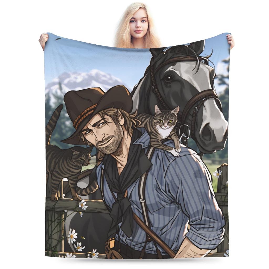 Super Soft Blankets Girls Boys Picnic Arthur Morgan RDR Throw Blanket Flannel Bedspread For Sofa Bed Cover