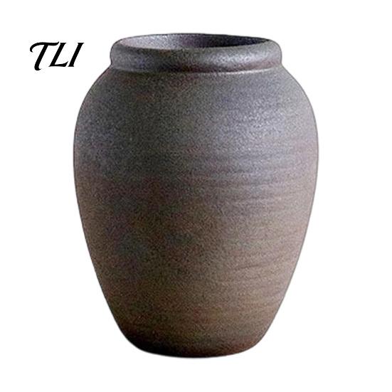 Vintage Home Decor for Living Room Retro Round Ceramic Vase, Small Hydroponic Planter, Rustic Weather Resistant Flower Container Table Centerpiece