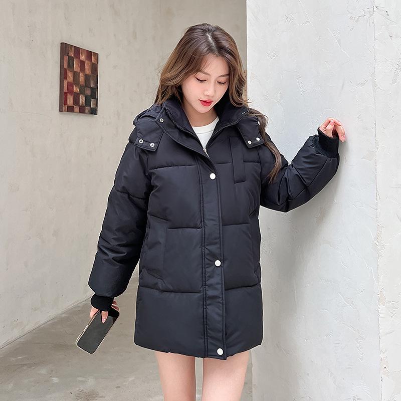 

Meilade Women s Mid-Length Korean Style Thick Down Cotton Coat - Petite Winter Loose Bread Jacket M чёрный