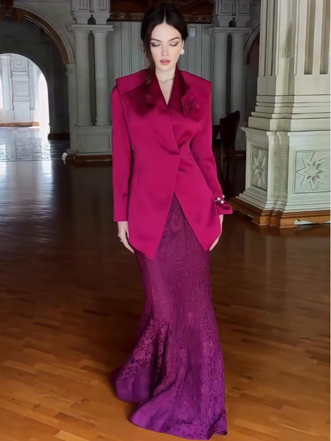 2025 Autumn European-American Fashion Two-Piece: Temperament Shirt and Midi Long Skirt Set