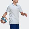 Adidas Real Madrid Football Series Solid Stripe Casual Short Sleeve Polo Shirt Men Tops White H59050
