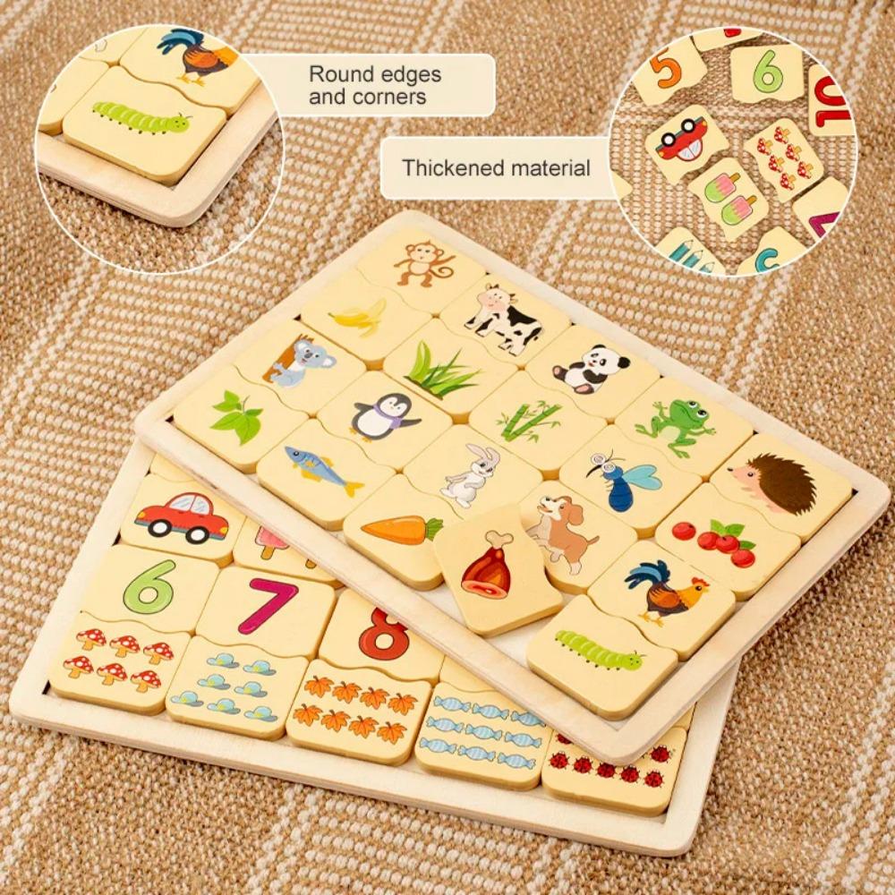Kids Number Animal Cognitive Matching Puzzle Montessori Concentration Memory Training Wooden Educational Toys for Children