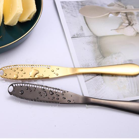 Stainless Steel Cheese Knife Sawtooth Blade Butter Cream Dessert Spreader Tool