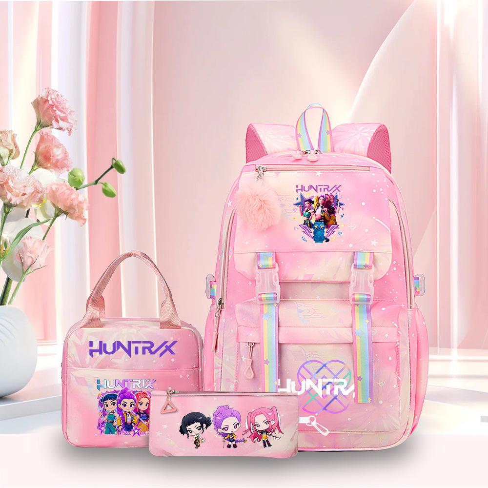 3 Peças/conjunto Mochila Fofa Estampada de Anime Kpop Bolsa de Viagem de Grande Capacidade para Adolescente Menina Menino Mochila Escolar Presente para Criança Rucksack