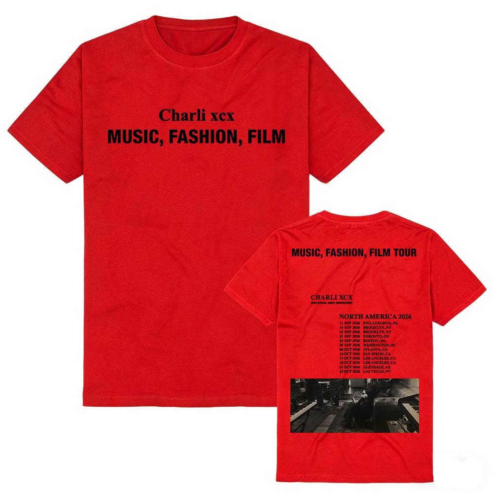 CHARLI XCX Music, Fashion, Film Tour 2026 T-shirt Summer Cotton Short Sleeve Fashion Tshirts Unisex Streetwear Graphic Merch Tee