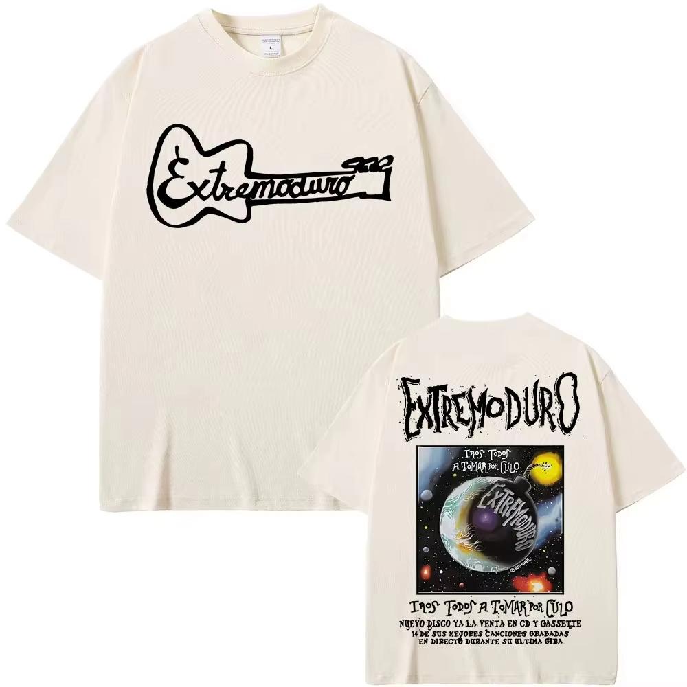New SpringSummer Hot Rock Band EXTREMODURO Tour Pattern Printed Cotton Tshirt Casual Short Sleeve Round Neck Street Tshirt