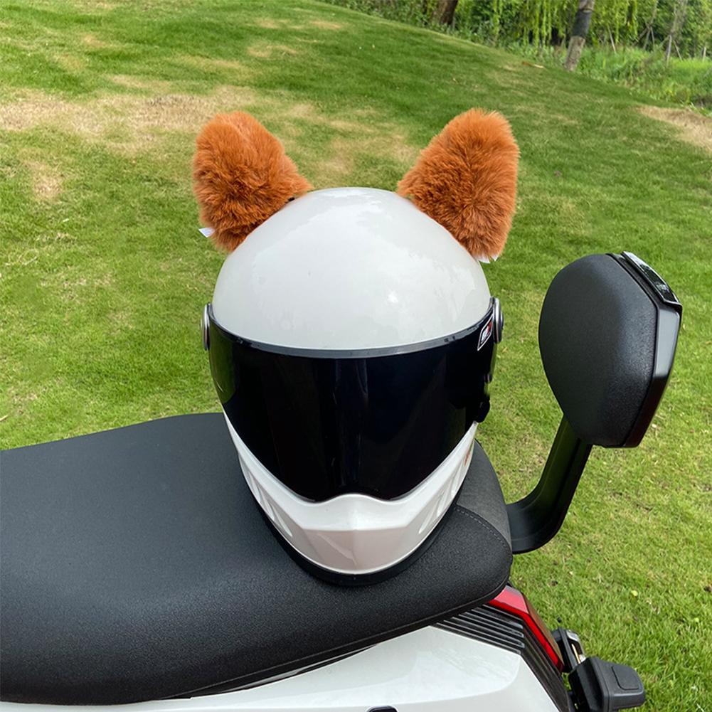 2Pcs Plush Motorcycle Helmet Cat Ears Decoration Stickers Motocross Helmet Full Face Off Road Helmet Decor