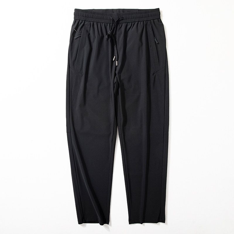 Men s Casual Pants Summer New High Elastic Cool Feeling Breathable Pants Commuter Simple and Versatile Slim fit Ice Silk Trousers Black 4XL