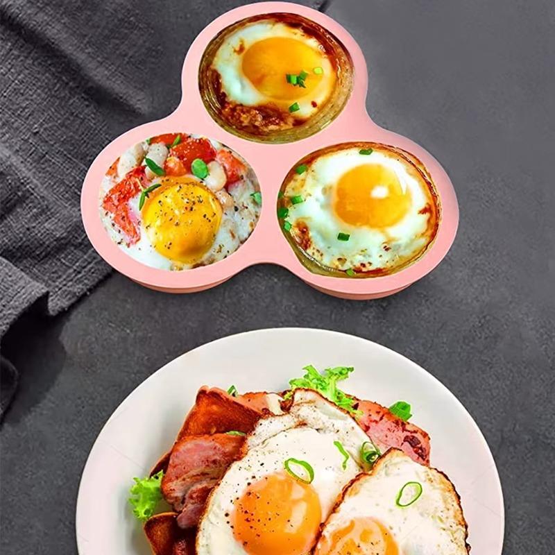 Soft Silicone Cake Non-stick Air Fryer Baking Pan Long-term Use 3 Cavities Muffin Tray, Muffin Cup Cake Mould Kitchen Cooking Accessories