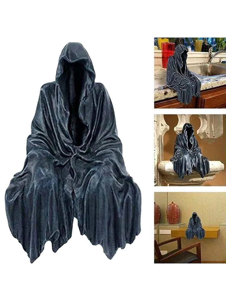 

1Pc New Reaping Solace the Reaper Sitting Statue Gothic Desktop Resin Black Horror Ghost Sculptures for Home Decor Ornament чёрный