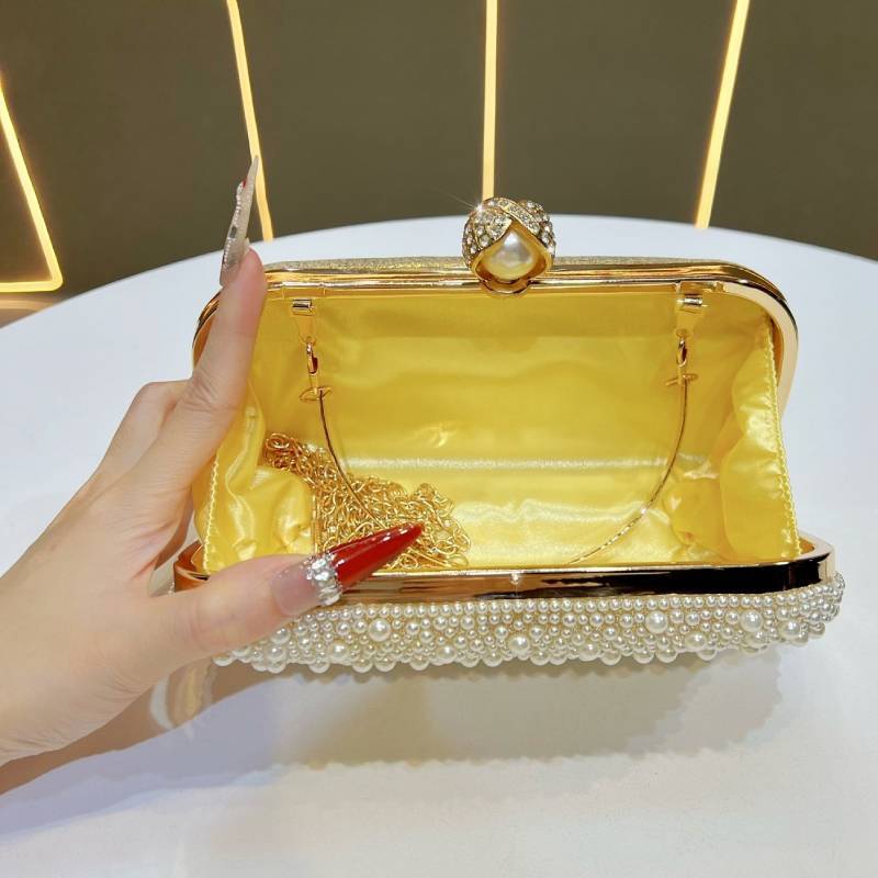Pearl Evening Clutch Bag With Chain Strap For Formal Events And Night Out