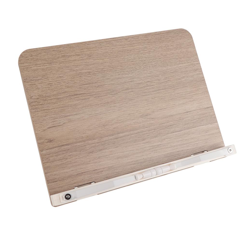 Wood Book Stand Portable Adjustable Desk Reading Textbook Recipe Display Holder with Paper Clips