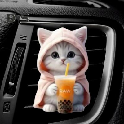 Söt kattunge Car Vent Clips Påfyllningsbar bil Diffuser Cat Air Vent Clips Car Air Freshener för estetisk luft
