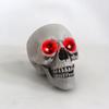 Skeleton Skull Decor Halloween Resin Skull Statues with Red Led Lights Human Skull Sculpture Bone Prop Horror House Party