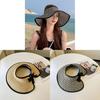 Woman Summer Straw Hat With Large Brim And Foldable Design For Outdoor Sun Protection