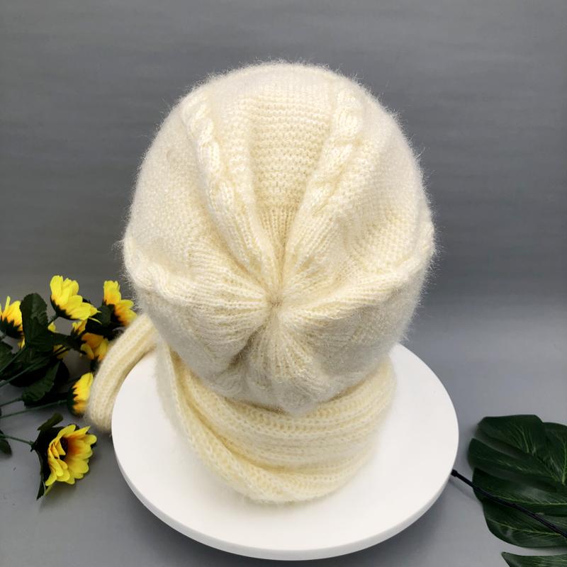 Frauen Winter Gestrickte Kapuze Hut Schal Kappe Dicke Warme Outdoor Stilvolle Schal Hüte Weibliche Herbst Headwear Mädchen Mode Elastische Mützen