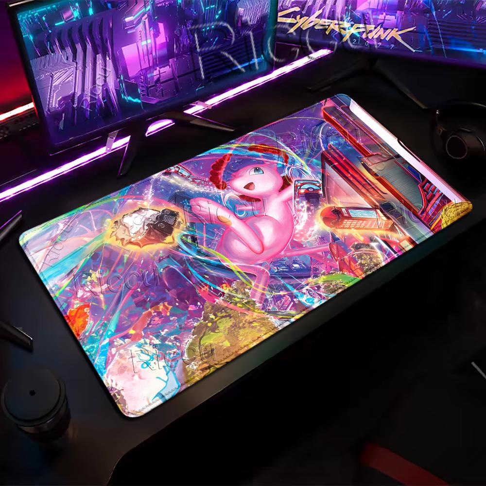 Pokemon Mewtwo Cool DeskMat PC Large MousePad Desk Accessories Gaming Keyboard Mouse Pad Stitch Edge Rubber Base Extended Carpet