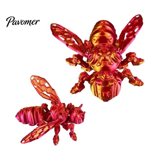 Robot Insect Decoration 3D Printed Mechanical Bee Figurine, Hornet Ornament with Movable Joints, Articulated Wasp Model Fidget Toy, for Home