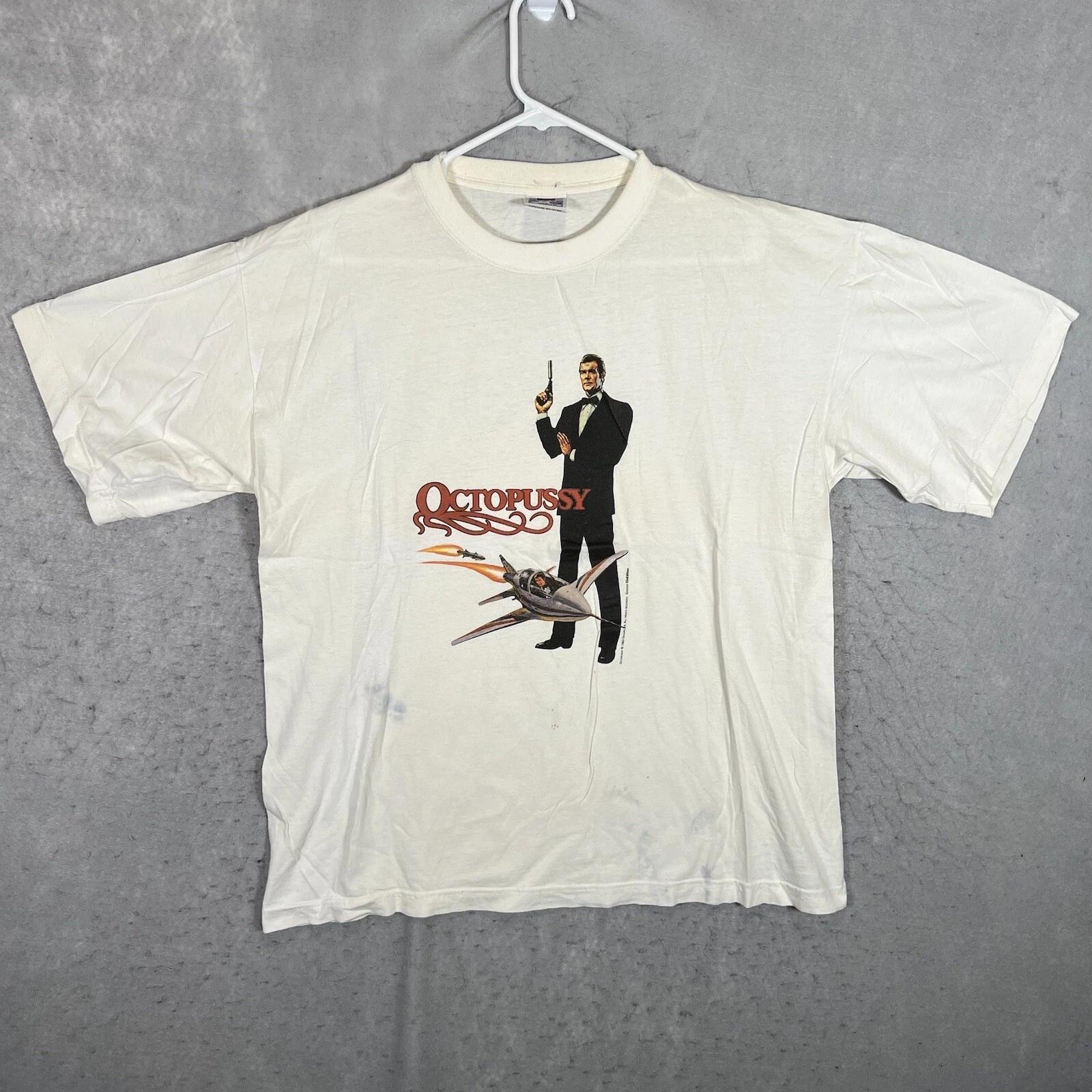 Vintage 1983 007 Octopussy Movie Promo T Shirt Adult XL White RARE! Mens L