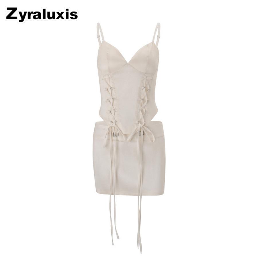 Women's Summer New Fashion Old Money Style Irregular Tie-Up Waist Ruched Skirt Set
